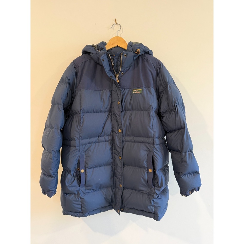 LL BEAN Mountain Classic Down Insulated Hooded Jacket Parka Pertex Plus 1X Navy
